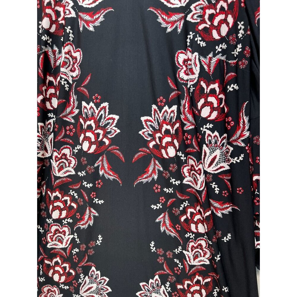 Roz & Ali Womens Floral Shift Dress Size 1X Black Bell Sleeve Dress Pullover Y2K - Picture 7 of 12
